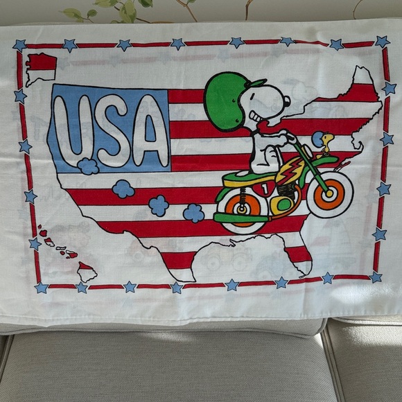 Vintage Peanuts See America First Pillowcase - World Trade Center - Made in USA - Picture 7 of 13